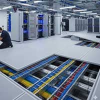 Raised wooden flooring in modular office setup